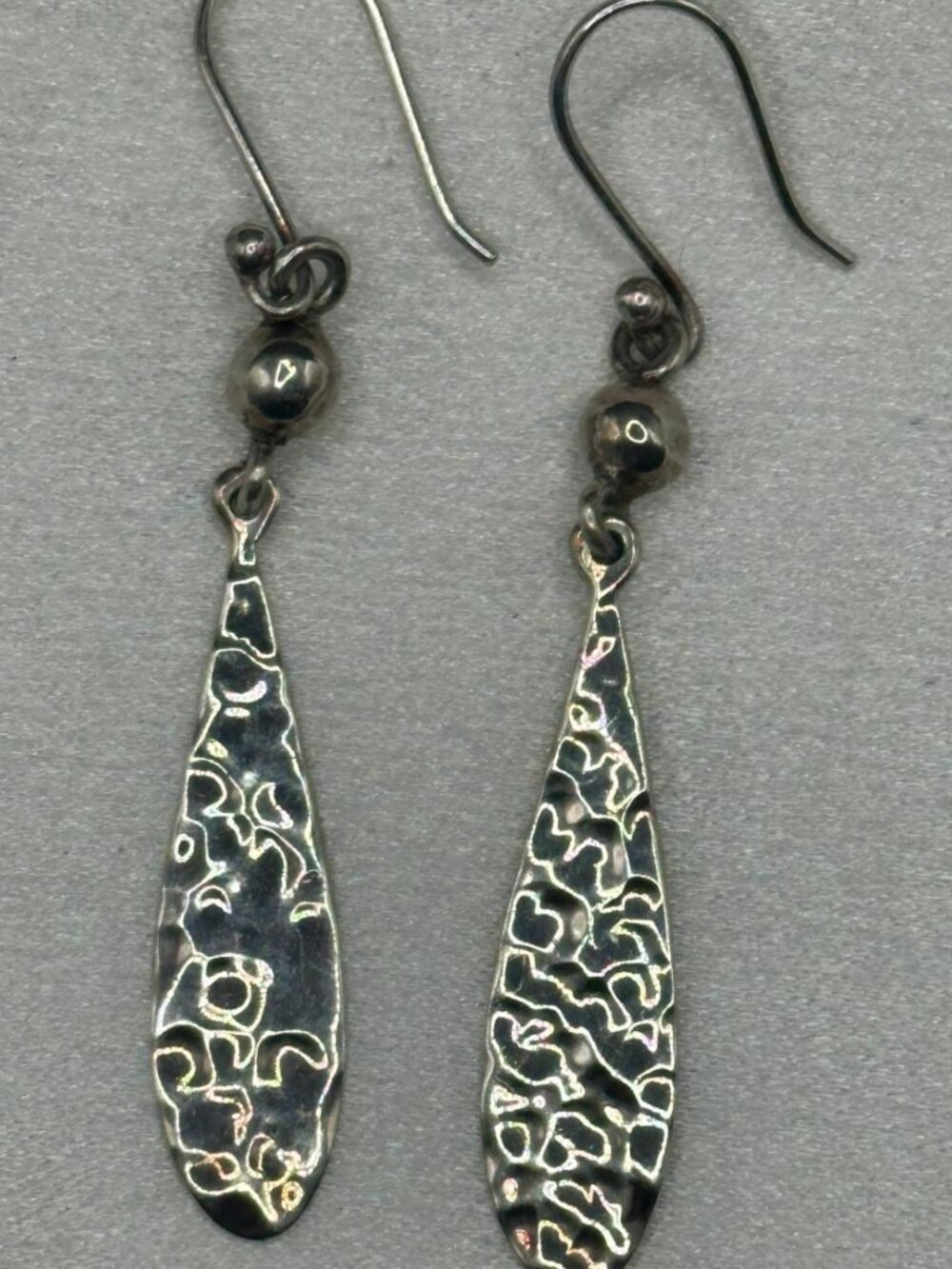 Vintage Stamped Sterling Silver Hammered Earrings
